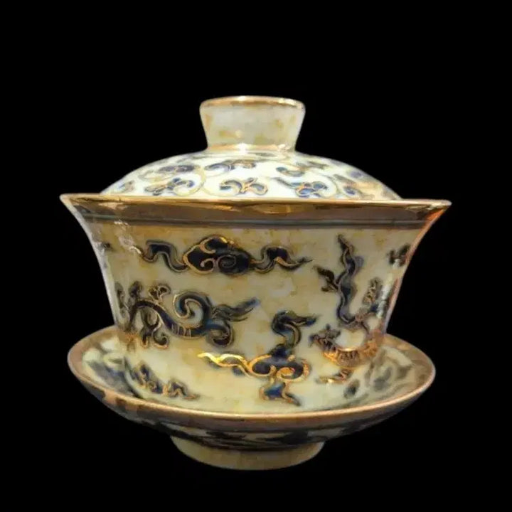 [BUNJANG] Ming Dynasty Celadon Porcelain Lidded Cup / 중국도자기 명성화청화금채유개잔잔대압수배