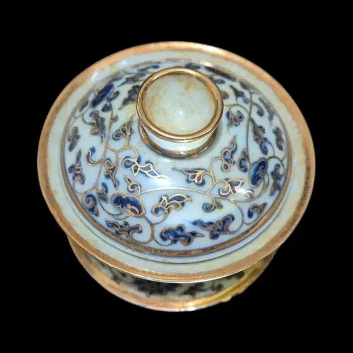 [BUNJANG] Ming Dynasty Celadon Porcelain Lidded Cup / 중국도자기 명성화청화금채유개잔잔대압수배