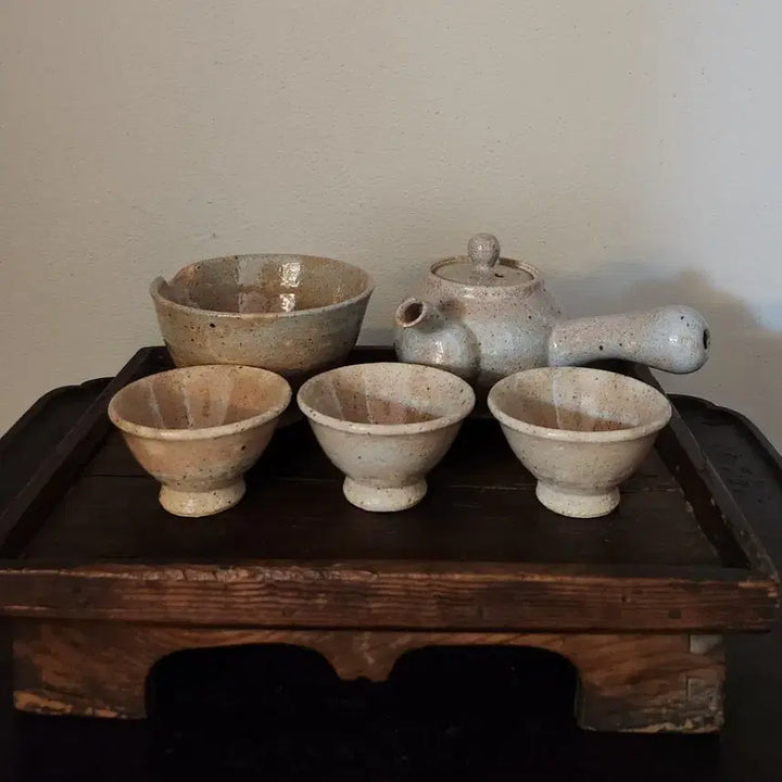 [BUNJANG] Min Kyung Young Celadon Momiji 3-Person Teapot Set / [민경영 도예가] 분청 모미지 장작가마 3인 다관 세트