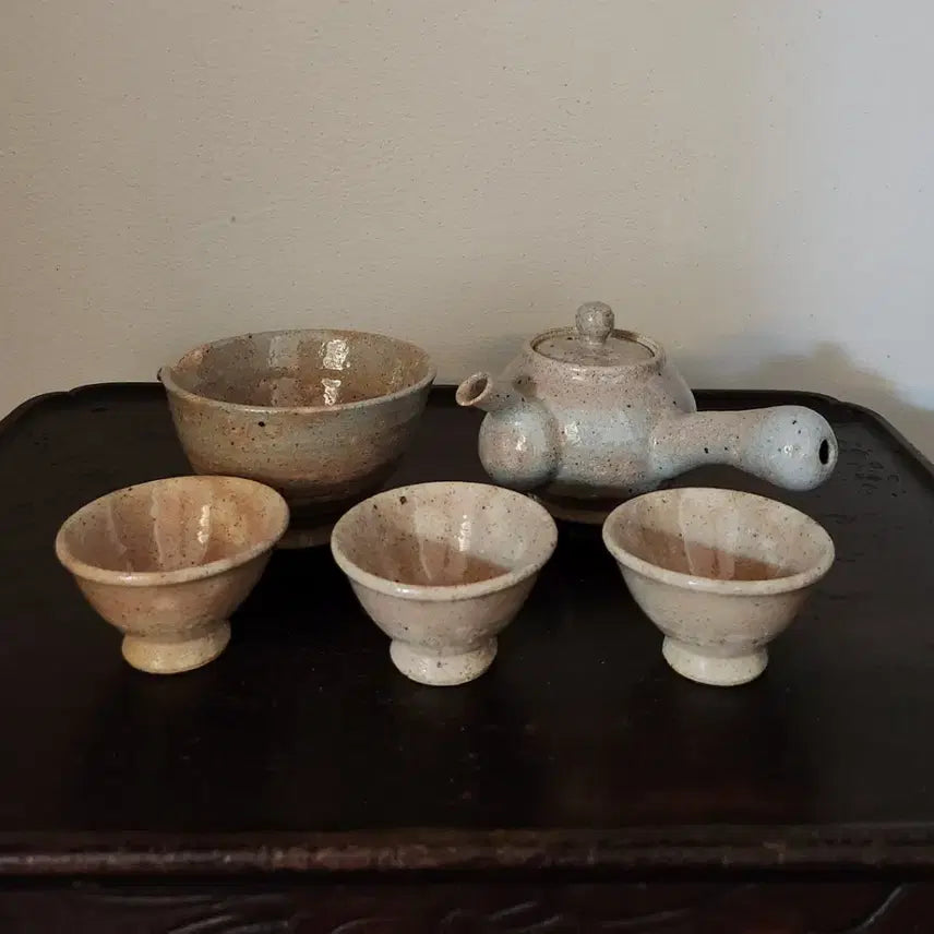 [BUNJANG] Min Kyung Young Celadon Momiji 3-Person Teapot Set / [민경영 도예가] 분청 모미지 장작가마 3인 다관 세트