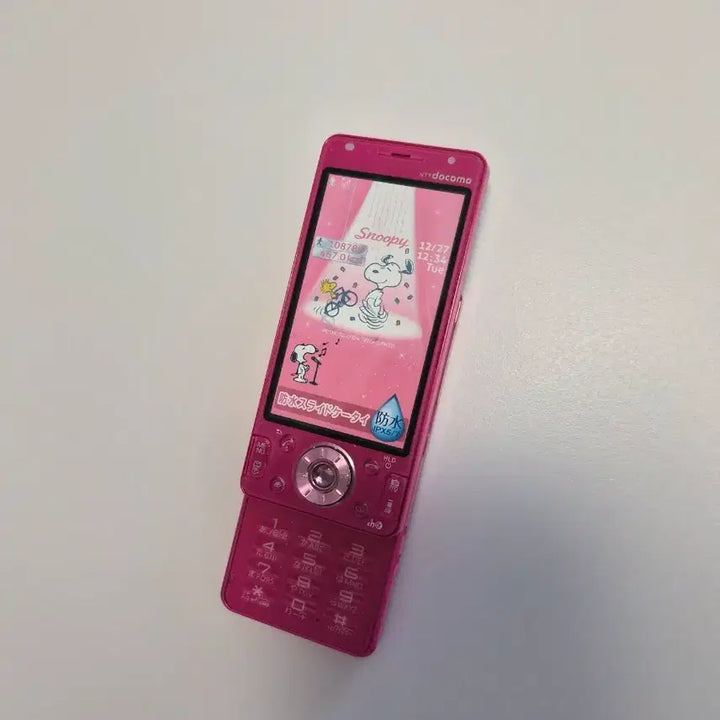 [BUNJANG] Docomo Snoopy Hot Pink Slide Mockup Phone / 고전 y2k 도코모 스누피 핫핑크 슬라이드 일본 핸드폰 모형폰 목업폰