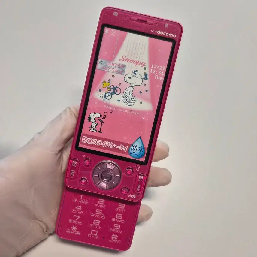 [BUNJANG] Docomo Snoopy Hot Pink Slide Mockup Phone / 고전 y2k 도코모 스누피 핫핑크 슬라이드 일본 핸드폰 모형폰 목업폰