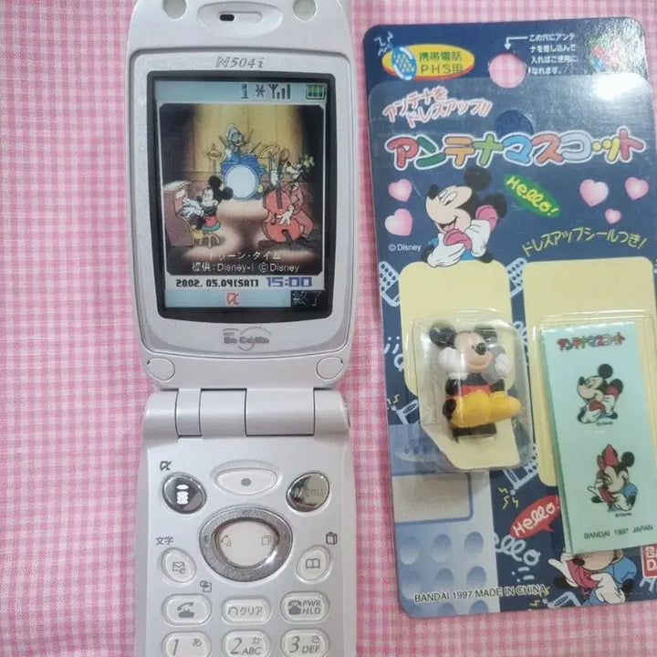 [BUNJANG] Vintage Disney Mickey Mouse Mock-up Phone Antenna Mascot / 고전 디즈니 미키마우스 목업폰 모형폰 안테나 마스코트 휴대폰 희귀 레어