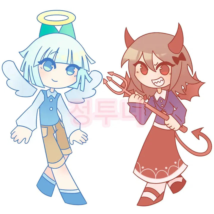 [BUNJANG] Angel &amp; Demon Concept Couple Illustration Commission / MD) 그림 커미션!