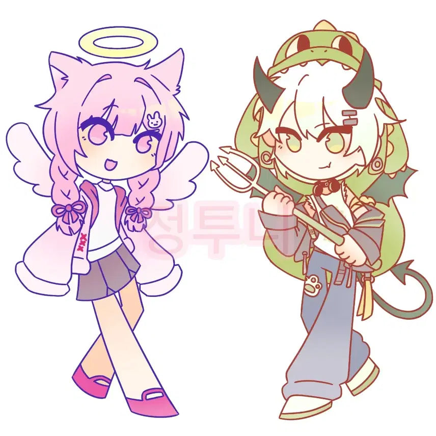 [BUNJANG] Angel &amp; Demon Concept Couple Illustration Commission / MD) 그림 커미션!