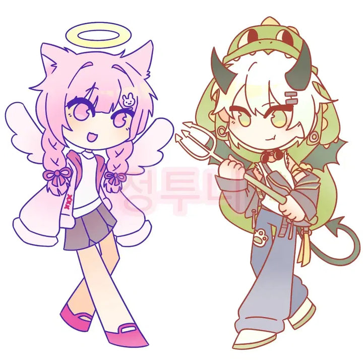 [BUNJANG] Angel &amp; Demon Concept Couple Illustration Commission / MD) 그림 커미션!