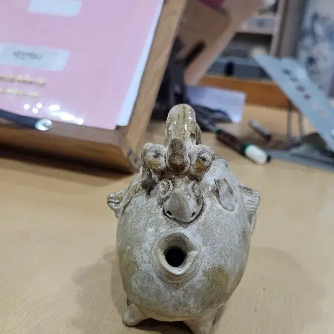 [BUNJANG] Antique Dragon and Pig Inkstone with Missing Leg / 골동품 용저연적