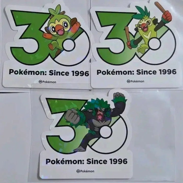 [BUNJANG] Pokemon 30th Anniversary Logo Stickers - Grookey, Thwackey, Rillaboom Bundle / 포켓몬 30주년 로고 스티커 흥나숭 채키몽 고릴타