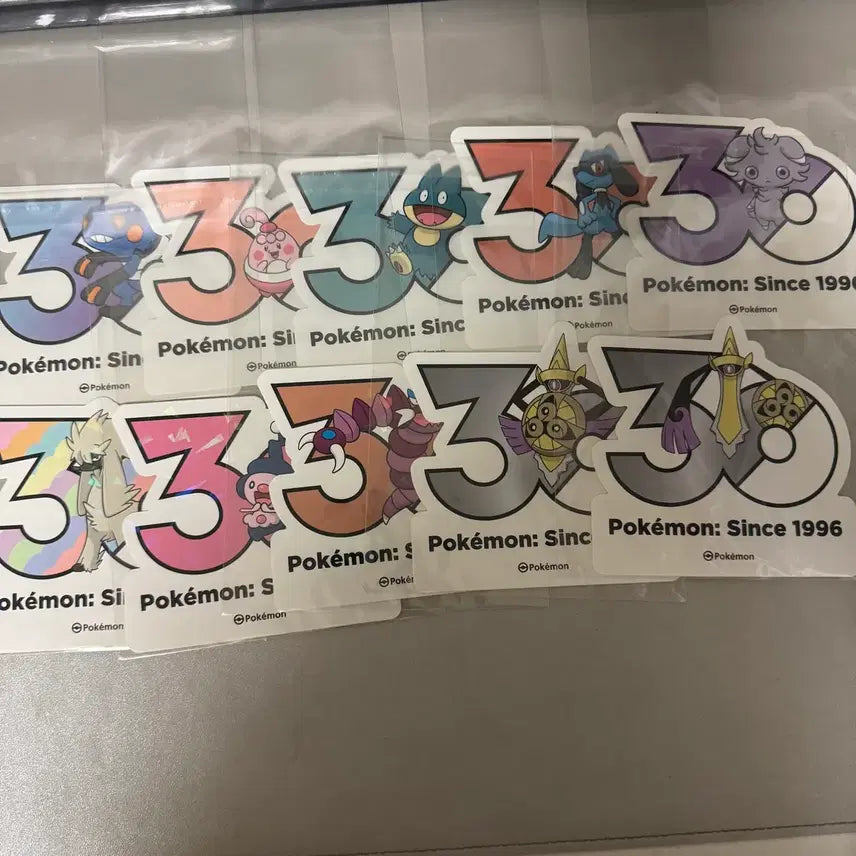 [BUNJANG] Pokemon 30th Anniversary Logo Sticker Set: Mureungdowon, Espurr, Riolu / 포켓몬스터 30주년 로고 스티커 무릉도원 냐스퍼 리오르