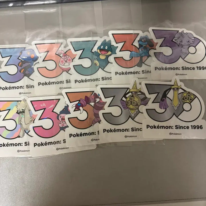 [BUNJANG] Pokemon 30th Anniversary Logo Sticker Set: Mureungdowon, Espurr, Riolu / 포켓몬스터 30주년 로고 스티커 무릉도원 냐스퍼 리오르