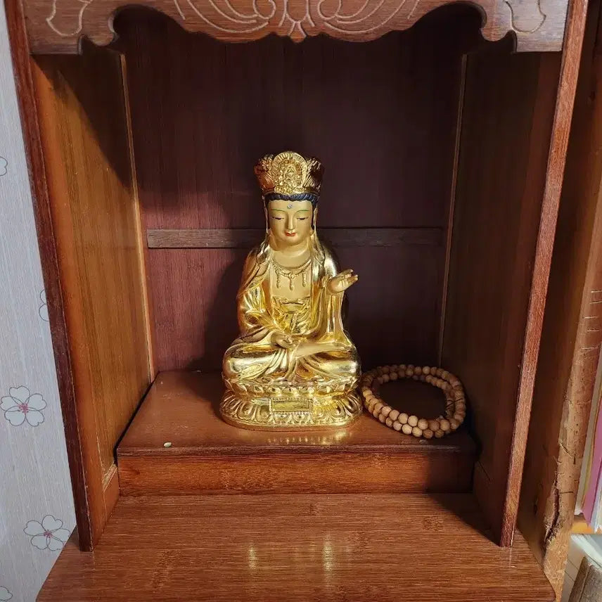 [BUNJANG] Guan Yin Bodhisattva Statue with Prayer Beads / 부처 불상 공양대
