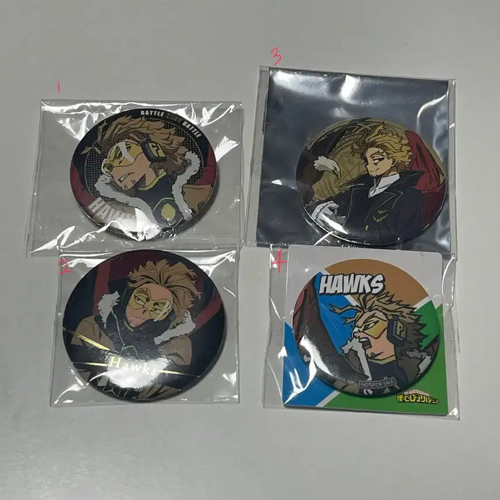 [BUNJANG] My Hero Academia Hawks 4 Types Can Badge Bundle Set / 나의 히어로 아카데미아 호크스 캔뱃지 4종 일괄