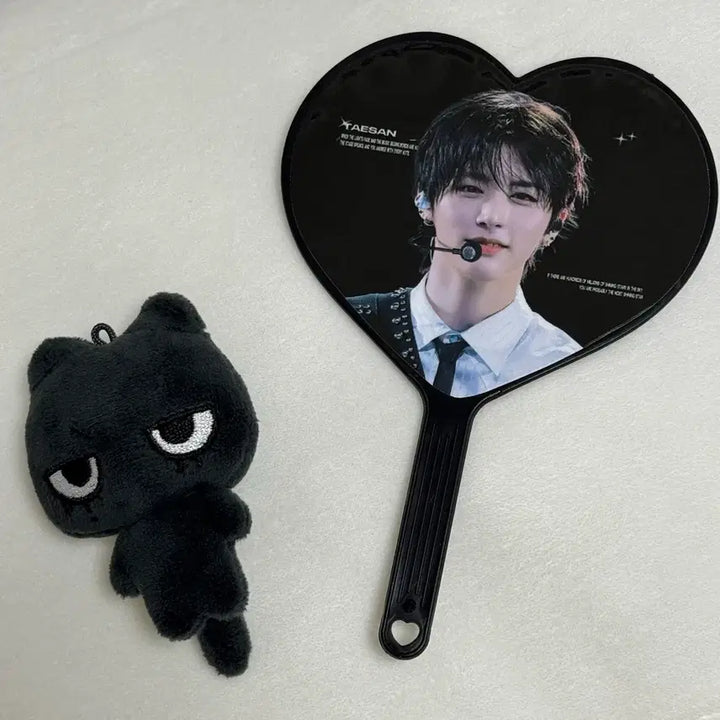 [BUNJANG] BOYNEXTDOOR Taesan Mini Uchiwa &amp; 7cm Plush Set / 원가이하) 태산 미니 우치와 태냐코 인형 보넥도 보이넥스트도어 한태산 포카