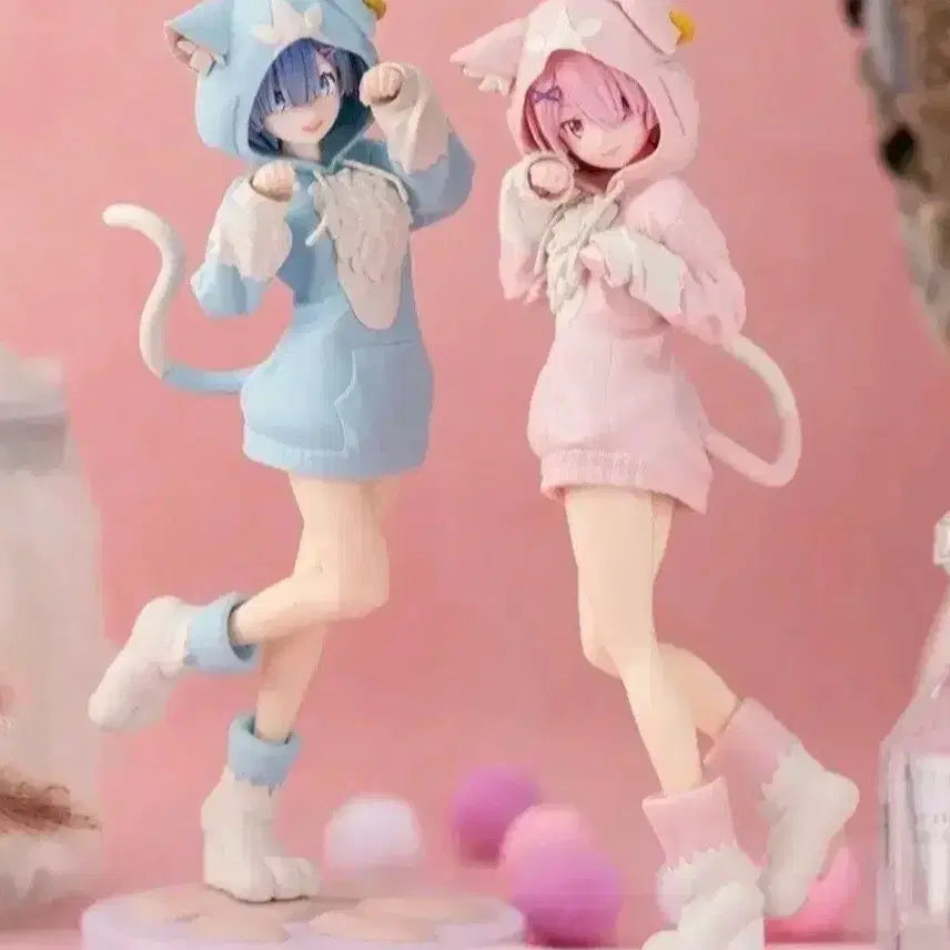 [BUNJANG] SEGA Stellla Re:Zero Ram &amp; Rem Mofumofu Pack Cat Hoodie Figure Set (Sealed) / [미개봉]세가 스텔라 Re 제로 리제로 렘 람 모후모후팩 고양이후드 피규어 세트