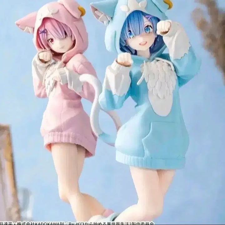 [BUNJANG] SEGA Stellla Re:Zero Ram &amp; Rem Mofumofu Pack Cat Hoodie Figure Set (Sealed) / [미개봉]세가 스텔라 Re 제로 리제로 렘 람 모후모후팩 고양이후드 피규어 세트