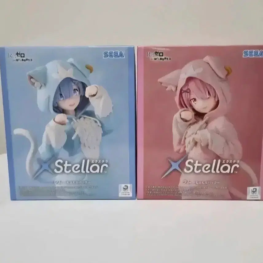 [BUNJANG] SEGA Stellla Re:Zero Ram &amp; Rem Mofumofu Pack Cat Hoodie Figure Set (Sealed) / [미개봉]세가 스텔라 Re 제로 리제로 렘 람 모후모후팩 고양이후드 피규어 세트