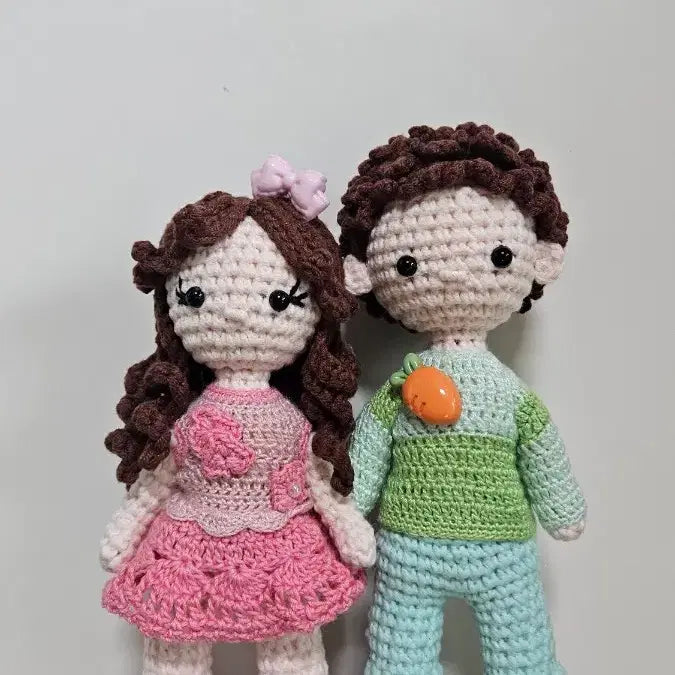 [BUNJANG] Hand-knitted Doll Couple Set / (새상품) 손뜨개인형 &