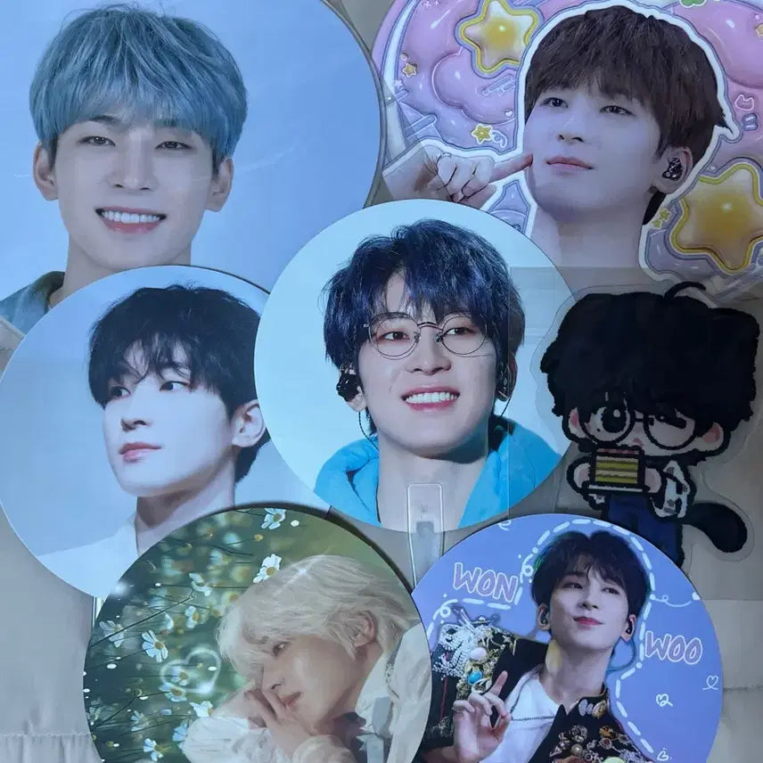 [BUNJANG] SEVENTEEN Wonwoo Official Goods &amp; Unofficial Goods Fan Bundle Set / 세븐틴 원우 공굿 비공굿 부채 일괄판매