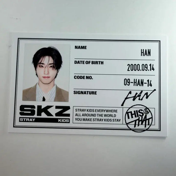 [BUNJANG] Stray Kids HAN ITZY THIS ver. ID Card / 스트레이 키즈 디스앤댓 THIS ver. 한지성 ID카드