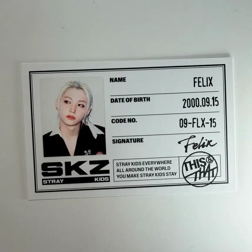 [BUNJANG] Stray Kids THIS &amp; THAT Felix ID Card THIS Ver. / 스트레이 키즈 디스앤댓 THIS ver. 필릭스 ID카드