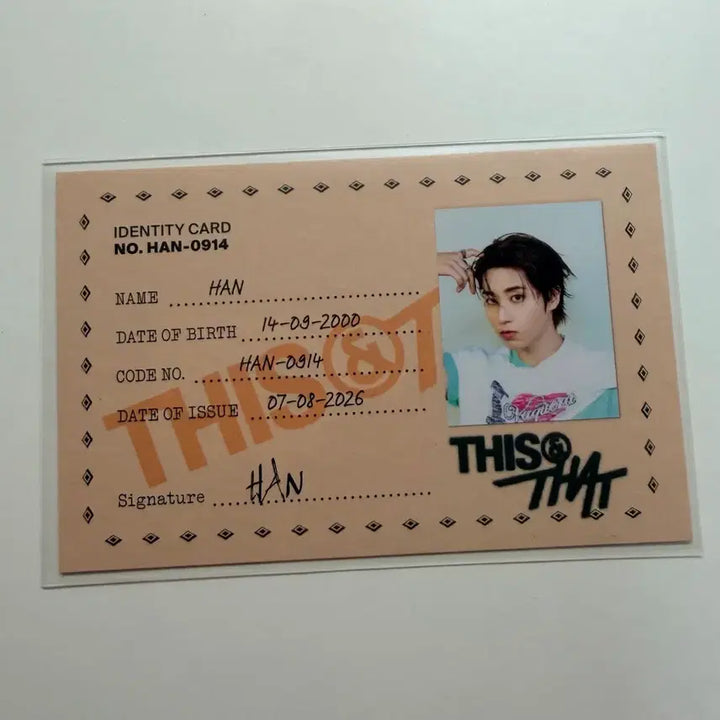 [BUNJANG] Stray Kids HAN J.St. THAT ver. ID Card / 스트레이 키즈 디스앤댓 THAT ver. 한지성 ID카드