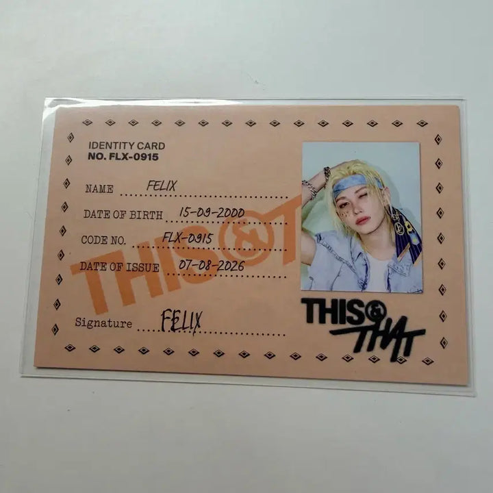 [BUNJANG] Stray Kids Felix THIS &amp; THAT THAT ver. ID Card / 스트레이 키즈 디스앤댓 THAT ver. 필릭스 ID카드