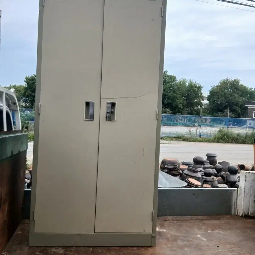 [BUNJANG] Beige 2-Door Steel Cabinet Storage 85x36x178cm / 철제 캐비닛 수납장 2도어 베이지색85x36x178cm