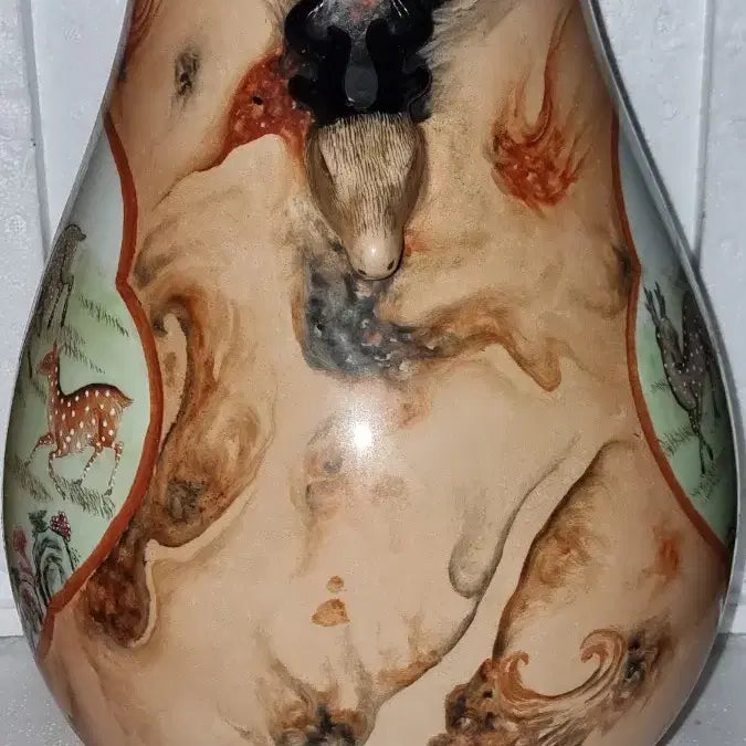 [BUNJANG] Qianlong Period Celadon Vase with Deer Motif / 건륭년제 연지홍 상이준 화병 높37.5 지30센 중국도자기 고도자 골통품