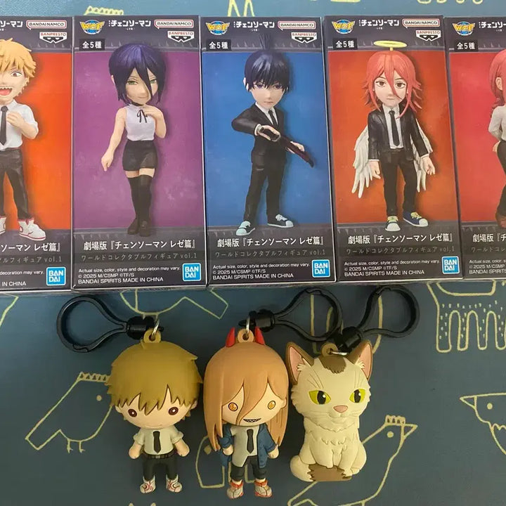 [BUNJANG] Chainsaw Man World Collectable Figure 5-Piece Set &amp; Character Keychain 3-Piece Bundle / 체인소맨 월콜 피규어 5종 세트 케릭터 키링 3종 일괄판매
