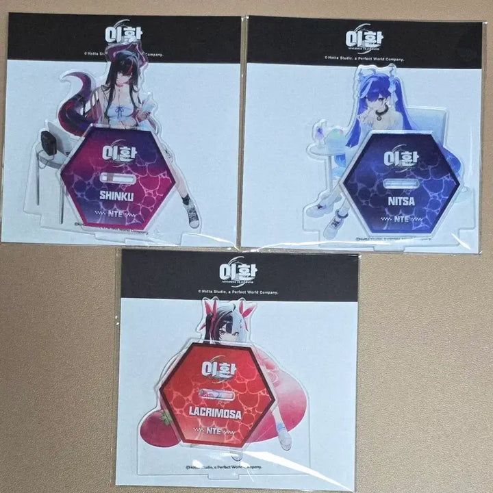 [BUNJANG] NTE Leehwan PC Vacance Nysha, Shinku, Lacrimosa Acrylic Stand Set / NTE 이환 pc바캉스 니샤, 신쿠, 라크리모사 아크릴