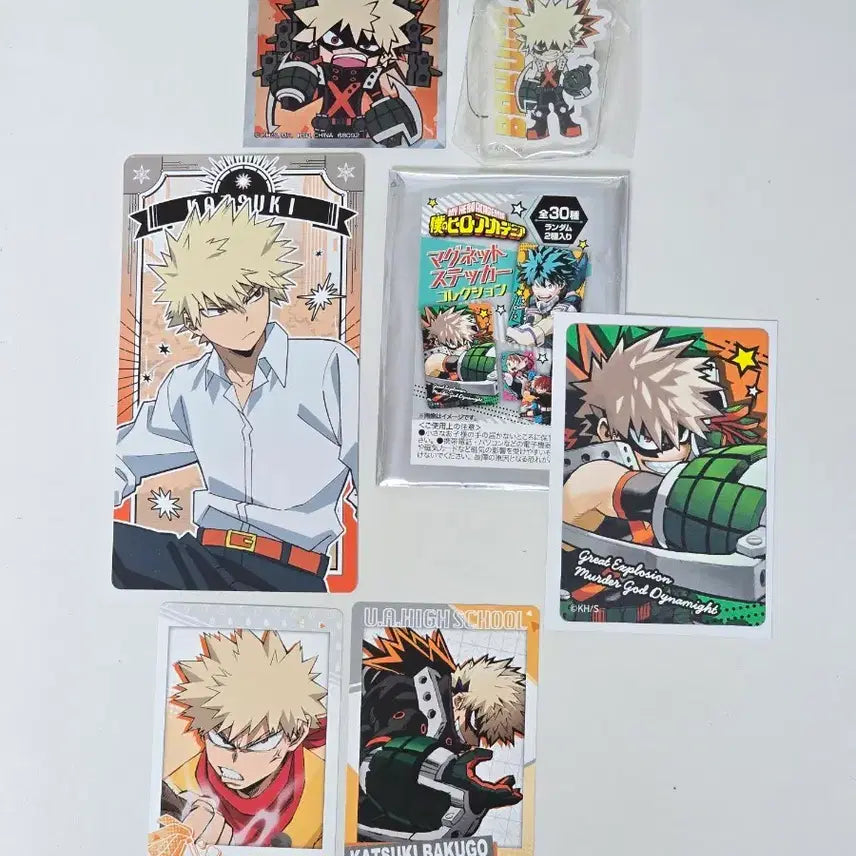 [BUNJANG] My Hero Academia Katsuki Bakugo Original Art Goods Set (Magnet, Keychain, Card, Paper Goods) / [나히아/히로아카] 바쿠고 캇츠키 원화 마그넷, 아크릴 키링, 아트 컬렉션 카드, 지류 굿즈 세트