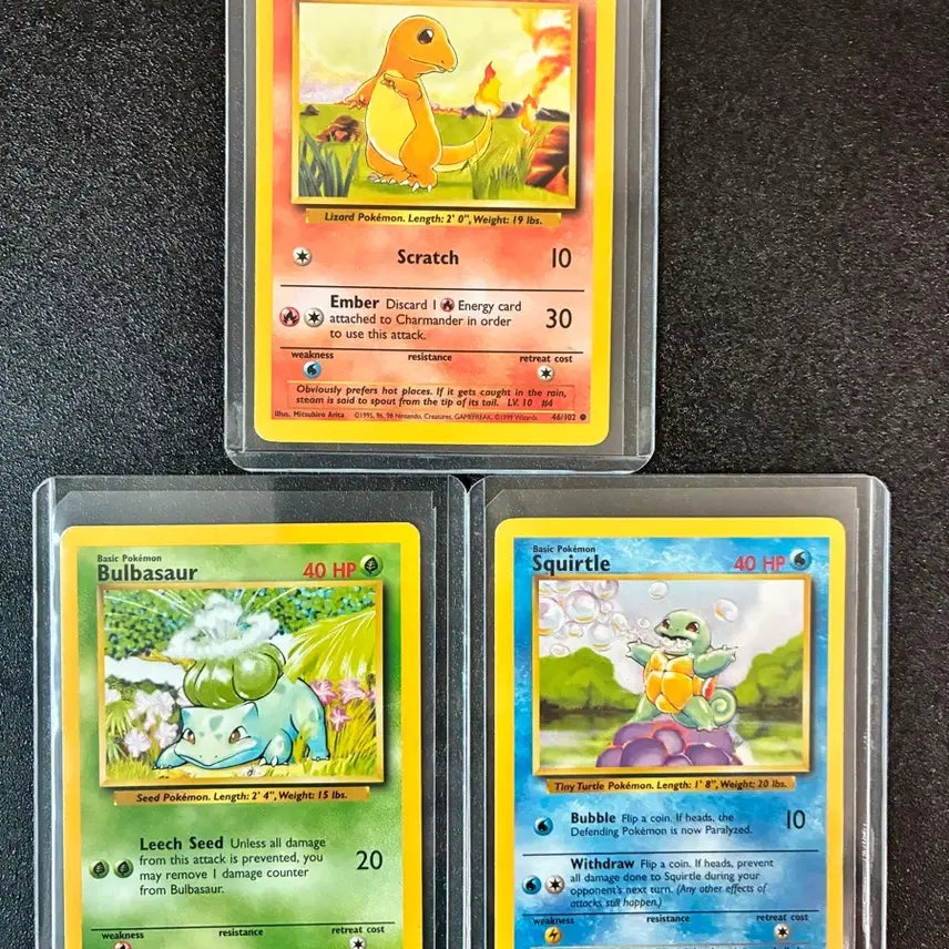 [BUNJANG] 1999 English Edition Charmander, Bulbasaur, Squirtle Vintage Pokemon Cards / 1999 영판 파이리 이상해씨 꼬부기 빈티지 포켓몬카드