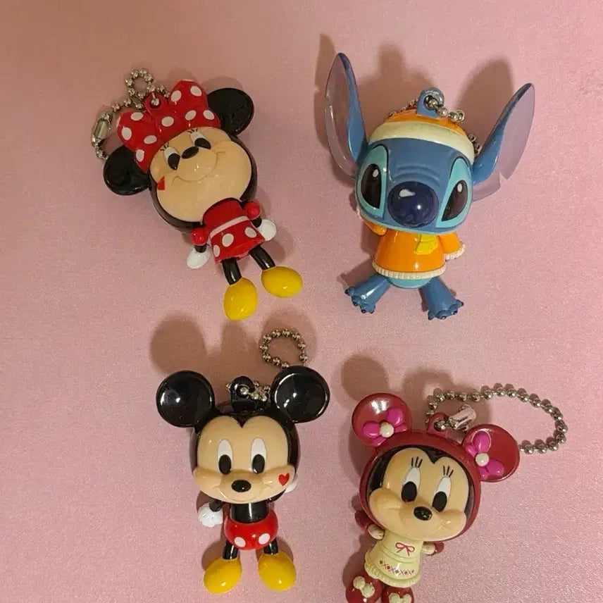 [BUNJANG] Mini Mouse Stitch Dangling Keychain Set / 미니마우스 스티치 달랑이키링 세트