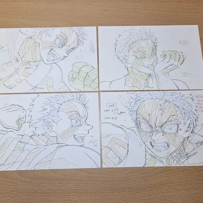[BUNJANG] Demon Slayer Akaza Original Sketch Postcard Set (4 pcs) / 귀멸의 칼날 아카자 원화 엽서 4점 일괄