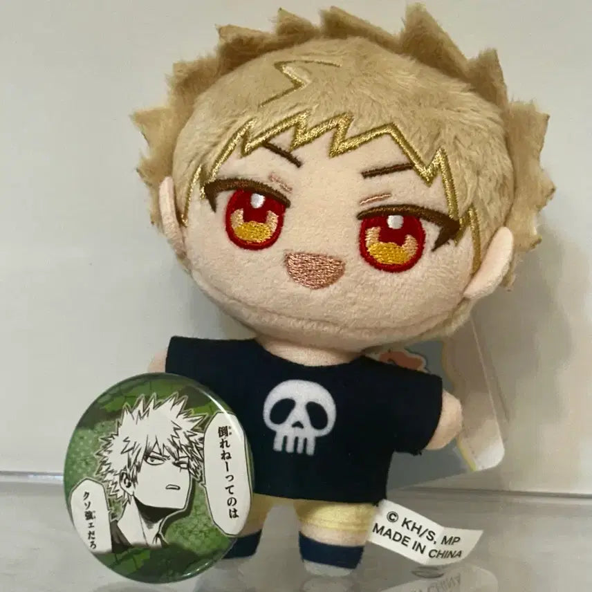 [BUNJANG] My Hero Academia Bakugo Chibi Plush + Can Badge Bundle Set / 히로아카 바쿠고 치비펄누이 + 캔뱃지 일괄 판매