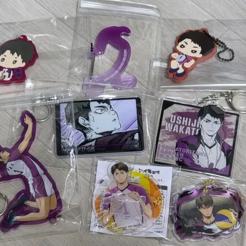 [BUNJANG] Haikyuu!! Wakatoshi Ushijima Acrylic Keychain, Carabiner, Rubber Strap Bundle Set / 일괄) 하이큐 우시지마 와카토시 아크릴 키링, 카라비너, 러버스트랩