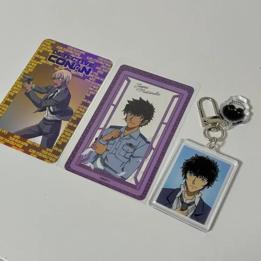 [BUNJANG] Detective Conan Matsuda Jinpei Photo Keyring + Special Edition Photocard + Amuro Toru Photocard Bundle / 명탐정코난 팝업 마츠다 진페이 증명사진 키링 + 특전 포카 + 아무로 포카