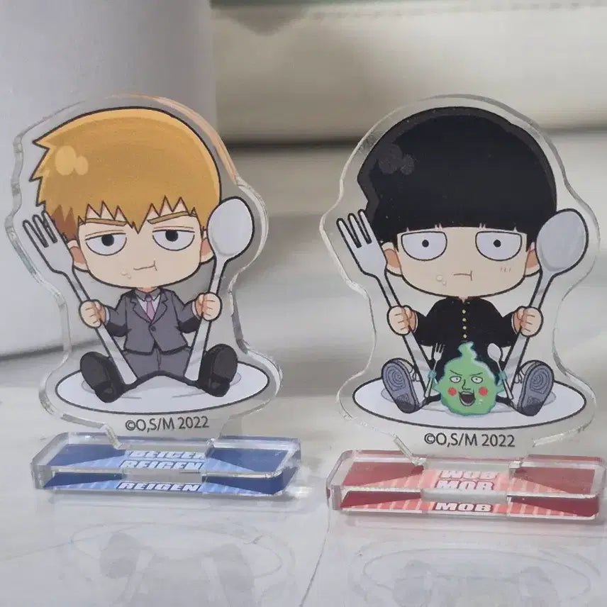 [BUNJANG] Mob Psycho 100 Reigen &amp; Mob Acrylic Stand Set / 모브사이코100 아크릴 스탠드 레이겐 모브 세트