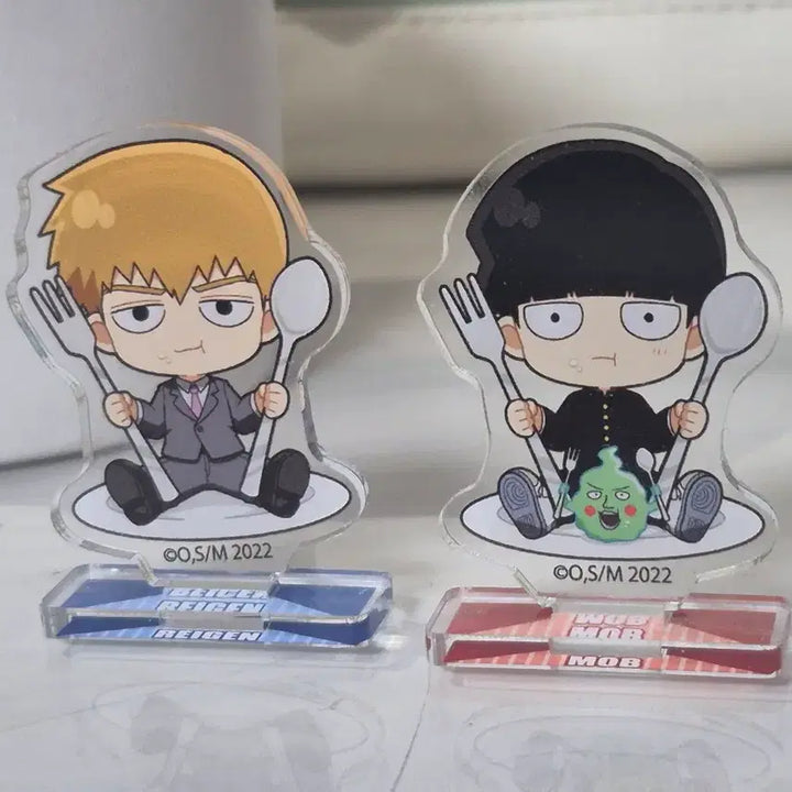 [BUNJANG] Mob Psycho 100 Reigen &amp; Mob Acrylic Stand Set / 모브사이코100 아크릴 스탠드 레이겐 모브 세트