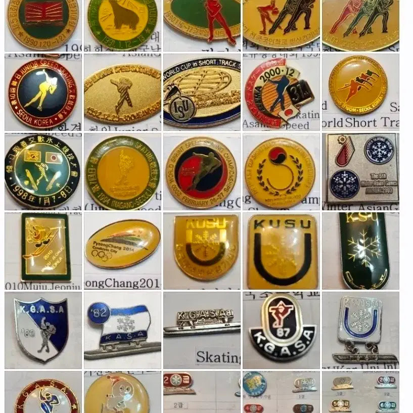 [BUNJANG] 38-Piece Ice Skating Memorabilia Pin Bundle Set / 빙상 스케이트 기념 뱃지 38개 일괄