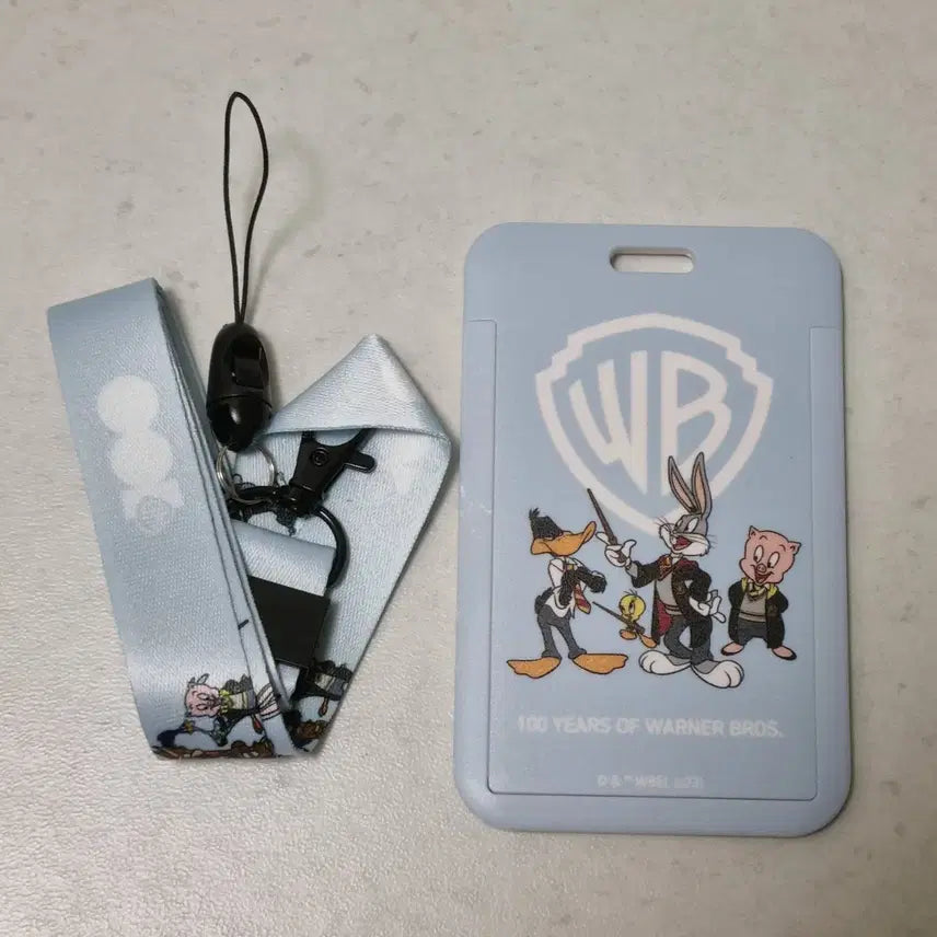 [BUNJANG] Warner Bros. 100th Anniversary Looney Tunes Necklace Card Holder Strap - Sky Blue / 워너브라더스 100주년 루니툰 목걸이 카드홀더 스트랩 하늘색