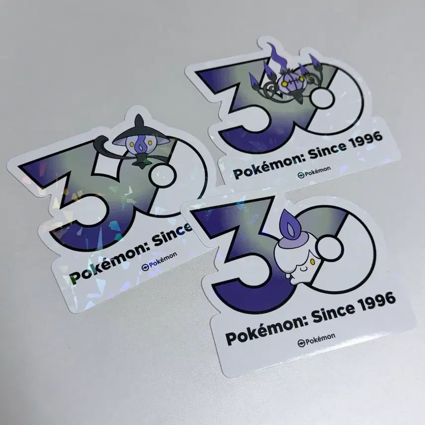 [BUNJANG] Pokemon 30th Anniversary Logo Stickers Bundle Set (Lampra, Shandelra) / (30장일괄) 포켓몬 30주년 로고 스티커 불켜미 램프라 샹델라