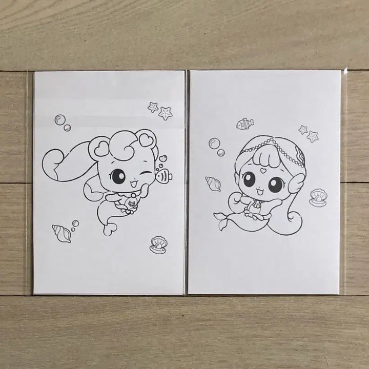 [BUNJANG] Hatchy Friends: Legend of the Whale Jewel Coloring Postcard Set + Random Photocard + Cable Protector / [사랑의 하츄핑: 고래보석의 전설] 하츄핑+찰랑핑 컬러링 2종 엽서세트/랜덤 포토카드/케이블 보호캡