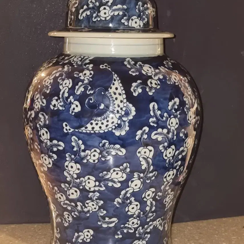 [BUNJANG] Blue and White Porcelain Covered Jar / 청화백자 유개관 높이 37 지름 23 센치 중국도자기