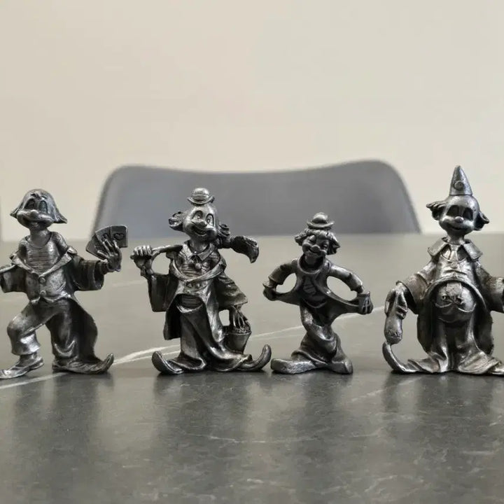 [BUNJANG] Vintage Pewter Pierrot Figurine Set of 4 / 빈티지 주석 삐에로 피규어 인형 4종 세트