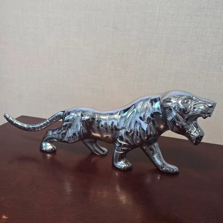 [BUNJANG] Korean White Brass Baekdusan Tiger Statue - 40cm / [백동 브론즈] 백동 백두산 호랑이 - 길이 40cm