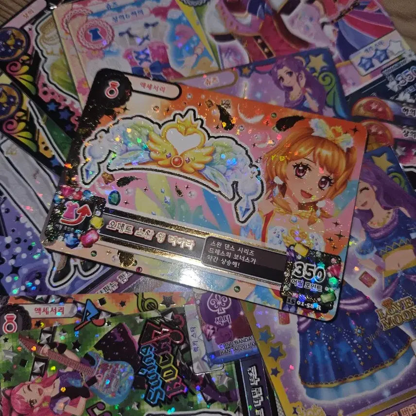 [BUNJANG] Odette Swan Tiara &amp; 15 Photocards Bundle Set / 16장 일괄/ 오데트스완 악세 아이카츠 아이엠스타 카드 프레 아카리 하늘