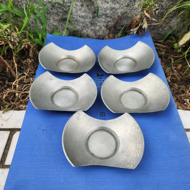 [BUNJANG] Meiji-do Matsukawa Pewter Tea Coaster Set (5 pcs) / 일본 고급 주석차탁(차받침) 마츠카와 명일당  5개