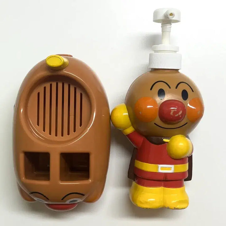[BUNJANG] Vintage Anpanman Dispenser Soap &amp; Toothbrush Holder Set / 고전 호빵맨 디스펜서 비누거치대 칫솔거치대 집꾸템
