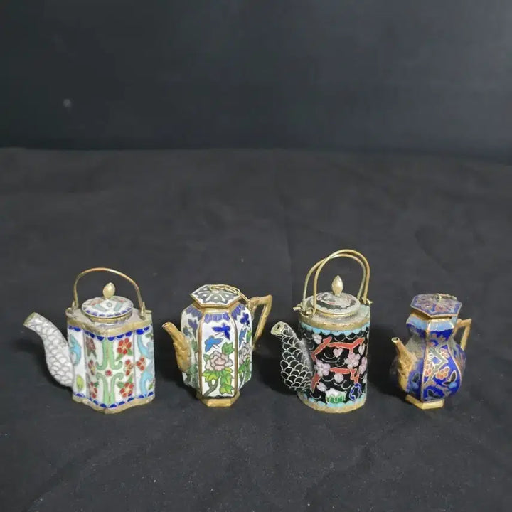 [BUNJANG] Vintage Cloisonné Miniature Teapot Set of 4 / 빈티지 미니어쳐 칠보 주전자 4개 세트